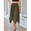 imageVerdusa Womens Elastic Waist Lace Trim Asymmetrical Flowy Long SkirtArmy Green