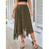 imageVerdusa Womens Elastic Waist Lace Trim Asymmetrical Flowy Long SkirtArmy Green