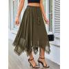 imageVerdusa Womens Elastic Waist Lace Trim Asymmetrical Flowy Long SkirtArmy Green