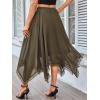 imageVerdusa Womens Elastic Waist Lace Trim Asymmetrical Flowy Long SkirtArmy Green