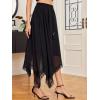 imageVerdusa Womens Elastic Waist Lace Trim Asymmetrical Flowy Long SkirtBlack