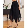 imageVerdusa Womens Elastic Waist Lace Trim Asymmetrical Flowy Long SkirtBlack