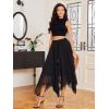 imageVerdusa Womens Elastic Waist Lace Trim Asymmetrical Flowy Long SkirtBlack