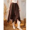 imageVerdusa Womens Elastic Waist Lace Trim Asymmetrical Flowy Long SkirtChocolate Brown