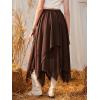 imageVerdusa Womens Elastic Waist Lace Trim Asymmetrical Flowy Long SkirtChocolate Brown