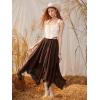 imageVerdusa Womens Elastic Waist Lace Trim Asymmetrical Flowy Long SkirtChocolate Brown
