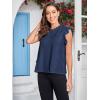 imageVerdusa Womens Elegant Butterfly Sleeve Mock Neck Lace Blouse TopBlue