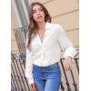 imageVerdusa Womens Elegant Collar V Neck Bishop Long Sleeve Shirt Blouse TopWhite