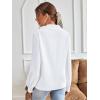 imageVerdusa Womens Elegant Collar V Neck Bishop Long Sleeve Shirt Blouse TopWhite
