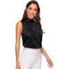 imageVerdusa Womens Elegant Tie Back Sleeveless Pleated Mock Neck Satin Blouse TopBlack