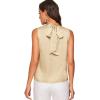 imageVerdusa Womens Elegant Tie Back Sleeveless Pleated Mock Neck Satin Blouse TopChampagne