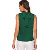 imageVerdusa Womens Elegant Tie Back Sleeveless Pleated Mock Neck Satin Blouse TopDark Green