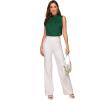 imageVerdusa Womens Elegant Tie Back Sleeveless Pleated Mock Neck Satin Blouse TopDark Green