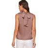 imageVerdusa Womens Elegant Tie Back Sleeveless Pleated Mock Neck Satin Blouse TopDusty Rose