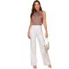imageVerdusa Womens Elegant Tie Back Sleeveless Pleated Mock Neck Satin Blouse TopDusty Rose