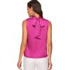 imageVerdusa Womens Elegant Tie Back Sleeveless Pleated Mock Neck Satin Blouse TopHot Pink
