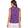 imageVerdusa Womens Elegant Tie Back Sleeveless Pleated Mock Neck Satin Blouse TopPurple