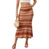 imageVerdusa Womens High Waist Printed Fishtail Bodycon Long Maxi SkirtOrange Multi