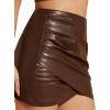 imageVerdusa Womens High Waist Ruched PU Leather Wrap Bodycon Mini Skirt