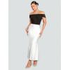 imageVerdusa Womens High Waist Ruffled Fishtail Bodycon Maxi Long SkirtWhite Solid