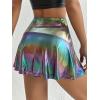 imageVerdusa Womens Ombre Metallic A Line Skirt High Waist Workout Skorts with PocketMulticolor