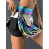 imageVerdusa Womens Ombre Metallic A Line Skirt High Waist Workout Skorts with PocketMulticolor