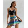 imageVerdusa Womens Ombre Metallic A Line Skirt High Waist Workout Skorts with PocketMulticolor