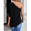 imageVerdusa Womens One Shoulder Dolman Sleeve Longline Tunic Tee Top BlouseBlack