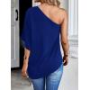 imageVerdusa Womens One Shoulder Dolman Sleeve Longline Tunic Tee Top BlouseRoyal Blue