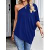imageVerdusa Womens One Shoulder Dolman Sleeve Longline Tunic Tee Top BlouseRoyal Blue