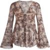 imageVerdusa Womens Paisley Boho 70s Mesh Tops Western Outfits Lettuce Trim Peplum V Neck Long Sleeve Blouse TopBlack Beige