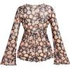 imageVerdusa Womens Paisley Boho 70s Mesh Tops Western Outfits Lettuce Trim Peplum V Neck Long Sleeve Blouse TopFloral Black
