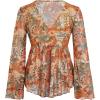 imageVerdusa Womens Paisley Boho 70s Mesh Tops Western Outfits Lettuce Trim Peplum V Neck Long Sleeve Blouse TopOrange Brown