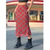 imageVerdusa Womens Plaid Skirt Y2k Mesh Overlay Midi Skirt Long Flowy Grunge SkirtRed