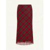 imageVerdusa Womens Plaid Skirt Y2k Mesh Overlay Midi Skirt Long Flowy Grunge SkirtRed
