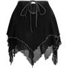 imageVerdusa Womens Renaissance Skirt High Waist Asymmetrical Hem Flowy Tierd Layer Fairy Gothic SkirtsBlack
