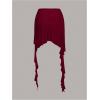 imageVerdusa Womens Ruched Ruffle Trim Asymmetrical Bodycon Mini Mesh SkirtBurgundy
