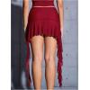 imageVerdusa Womens Ruched Ruffle Trim Asymmetrical Bodycon Mini Mesh SkirtDark Red