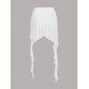 imageVerdusa Womens Ruched Ruffle Trim Asymmetrical Bodycon Mini Mesh SkirtWhite