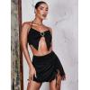 imageVerdusa Womens Sexy Ruched High Waist Drawstring Split Hem Lettuce Trim Short Mini SkirtBlack