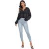 imageVerdusa Womens Sheer Mesh Button Down Shirt Top Long Sleeve Drop Shoulder BlouseBlack