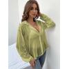imageVerdusa Womens Sheer Mesh Button Down Shirt Top Long Sleeve Drop Shoulder BlouseMedium Green