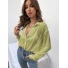 imageVerdusa Womens Sheer Mesh Button Down Shirt Top Long Sleeve Drop Shoulder BlouseMedium Green