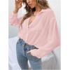 imageVerdusa Womens Sheer Mesh Button Down Shirt Top Long Sleeve Drop Shoulder BlousePink a