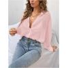 imageVerdusa Womens Sheer Mesh Button Down Shirt Top Long Sleeve Drop Shoulder BlousePink a