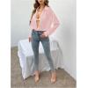 imageVerdusa Womens Sheer Mesh Button Down Shirt Top Long Sleeve Drop Shoulder BlousePink a