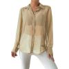 imageVerdusa Womens Sheer Mesh Button Up Shirt Long Sleeve See Through BlouseApricot