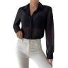 imageVerdusa Womens Sheer Mesh Button Up Shirt Long Sleeve See Through BlouseBlack