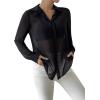 imageVerdusa Womens Sheer Mesh Button Up Shirt Long Sleeve See Through BlouseBlack