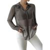 imageVerdusa Womens Sheer Mesh Button Up Shirt Long Sleeve See Through BlouseGrey
